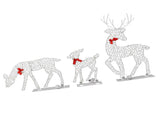 3pcs Lighted Christmasation Deer Home Warm White Light Iron LED Reindeer Family Set Tabletop V1294-YM0710-3115230130011