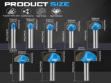 1/4 Inch Shank Round Nose Router Bit Set, 8 Pcs Core Box Router Bits for Woodworking, Cove Box V1366-AZ2-W-15464