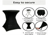 4-Pack Black Stretch Cocktail Table Covers, Washable Fitted Spandex Covers for 80-85 x 110 cm High V1188-MS-731-003