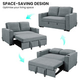 Sarantino Hoffman Linen Sofa Bed with Cushions & Cup Holders Airforce Blue SOFA-YGG-7004-LNN-BLU