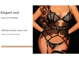 L Black Angel Luxe Sheer Lace Lingerie Set - Ultra-Thin Sexy European-Style Set V888-ELOSUNG33127