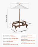 Picnic Table Wooden Tables and Bench Set Umbrella Garden Indoor Outdoor V952-2DFZ29FTKZDMPDRJRV0