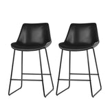 Artiss Bar Stools Kitchen Counter Barstools Leather Metal Chairs Black x2 BA-TW-8068-BKX2