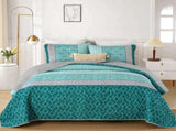 Teal Plaid Boho Mosaic Bedspread Coverlet 3 Piece Set V745-AC080914Q13U