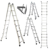 Bullet 5.1m Folding Aluminium Multipurpose Ladder, w/ Workshelf Platform, Spring Assisted Rapid V219-TOLLDABU51AA