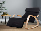Artiss Rocking Armchair Footrest Nursing Black Afton ARMCHAIR-10-BLACK