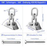 Ceiling Hanging Chair Spring, Hammock Hanging Hooks Kit Stainless Steel 360&deg Rotation Ceiling V1237-ZY-203-2674