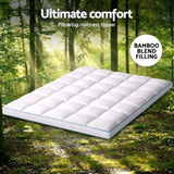 Giselle Bedding 1500GSM Bamboo Pillowtop Mattress Topper 10cm Thick Pad for Back Pain Relief, High TOPPER-BAM-10-Q