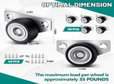 20 Set 1.25 Inch Small Side Mount Caster Wheels Little Drawer Rollers Mini Low Profile Casters Non V1258-DP02-C-3040