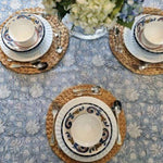 Rectangle Tablecloth Table Cover Flower Pattern Dining Table Cloth - Hamptons Blue V563-0080