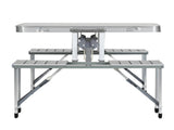 Weisshorn Folding Camping Table Outdoor Picnic BBQ With 2 Bench Chairs Set CAMP-B-T-MDF-85