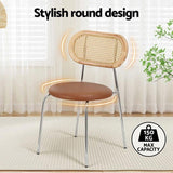 Artiss 4x Dining Chairs PU Leather Rattan Kitchen Lounge Cafe Accent Chair Brown DINC-B-S06-BRX4