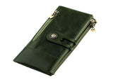 women's leather wallet, anti-skimming wallet, retro style wallet, Korean fashion wallet, long wallet V1106-939-98020-BRN-L