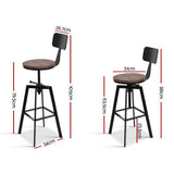 Artiss Bar Stools Kitchen Counter Chairs Vintage Metal Chairs BA-TW-V17-098BACK-BK