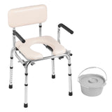 Commode Chair, Bedside Commode with Padded Seat, Drop-Down Arms, 7-Level Adjustable Height, 5.8L V952-WLKBS350BGRZ6CIGBV0