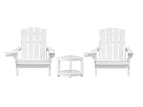 Gardeon Outdoor Table and Chairs HDPE Folding Adirondack Beach Chair Patio Furniture White FF-BEACH-3HEFD-WH