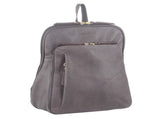 Pierre Cardin Womens Leather Backpack Bag with Pocket Front Multi-Zip - Slate V563-PC_3212-SLATE