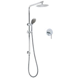 WELS Chrome Dual 8" Slim Rain Shower 5 Modes Rose Mixer Valve Sliding Rail Set Mixer V1233-C4902B22HR005M5C1KSR108KRD201CR