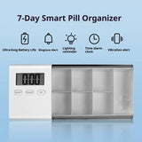 Portable Pill Organizer with Sound Flashing Light and Vibration Alarm, Weekly Pill Dispenser, V1192-AZ-W-3889