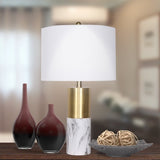 Sarantino Metal and Marble Table Lamp - White LMP-MLM-4550-WH