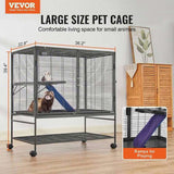 VEVOR 39" Metal Small Animal Cage 2-Tier Rolling Ferret Cage with Tray A Ramp V952-JSXDL362439IF6COGV0