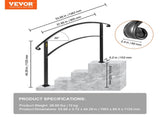 4-Steprail Fits 1 or 4 Steps Matte Black Stair Rail Wrought Ironrail with Installation Kit V952-4FTHWTYFSBLACK001V0