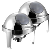 SOGA 2X 6L Round Chafing Stainless Steel Food Warmer with Glass Roll Top CHAFINGDISH5639X2