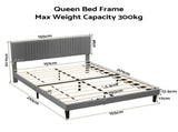 Artiss Queen Bed Frame with Adjustable Headboard, Grey, 300kg Capacity BFRAME-H-VERA-Q-CA-AB