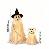 Halloween Wizard Ghost Dog Decoration Set, Cute Ghost Walking Dog Figurines with Wizard Hat, Spooky V1369-AZ3-W-21675