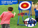 Axe Throwing Bristle Target Set with 8 Throwing Safety Axes and Ninja Stars Flexible Stand for Kids V985-AXETARGET