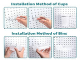 Peg Board Bins Peg Board Cups with Hooks & Loop 12Pack,Peg Board Organizer Accessories, Peg Board V1369-AZ3-W-11688