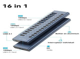 ACASIS HB16PRO 16-Port USB 3.2 10Gbps 12V/8A Powered 8 x USB-A 8 x USB-C Docking Hub for PC & V28-ELEACAHB16PRO
