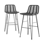 Gardeon 2x Outdoor Bar Stools Rattan Black ODF-BA-TW-RATTAN-BK-X2