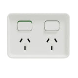 Clipsal Iconic Switched Socket Outlet Twin Horizontal 10A 250V Extra White O3025-XW V1202-V1-CLIO3025-XW
