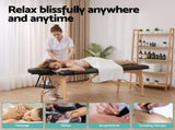 Zenses Massage Table 70cm Portable 2 Fold Wooden Beauty Waxing Therapy Bed Black MT-WOOD-2FOLD-BK-70