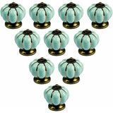 10 pcs Vintage European Style Ceramic Pumpkin Cabinet Knobs Dresser Cupboard Drawer Pull Handles V1188-MS-227-2204