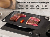 Reversible Cast Iron Griddle Rectangular BBQ Plate 43x24cm Double-Sided Flat Top Griddle Pan and V985-GRILLPRESS