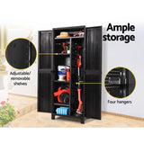 Gardeon Outdoor Storage Cabinet Box 173cm Lockable Cupboard Sheds Garage Adjustable Black OSC-CABI-H1D-BK