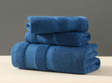 Blue Premium 3-Piece 100% Cotton Towel Set - Ultra Soft, Absorbent & Quick-Dry for Bathroom V888-ELOSUNG32953