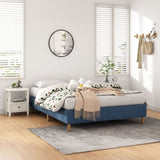 Metal Bed Frame Mattress Foundation Blue Queen V264-BFS-207F-BLU-QU-1