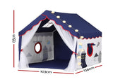Keezi Kids Play Tent Playhouse Castle with Floor Mat String Ball Light 134X103CM TENT-PLAY-HSE-BLWH