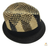 3 Tone Lattice Weave PAPER STRAW TRILBY HAT Fedora Trim Sun Summer Cap - M V563-BR117-M57CM
