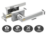 Privacy Door Lever Handle with Key, Heavy Duty Interior Door Lock, Adjustable Latch-Silver V1181-HI011-2-SL