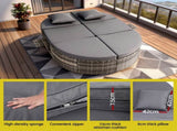 Gardeon Outdoor Day Bed Sun Lounge Setting Wicker Lounger Patio Furniture w/ Retractable Side Tray ODF-SUNBED-BS22-GE-AB