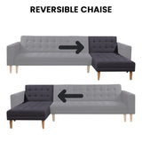 Sarantino Linen Fabric Corner Sofa Bed Couch Lounge w/ Chaise D.Grey SOFA-6912-LNN-DGY