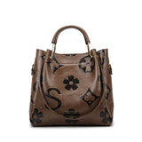Dark Brown Elegant Embossed PU Leather Tote Bag for Women - Large Capacity Handbag with Inner Pouch V888-ELOSUNG13991