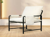 Levede Metal Framed Lounge Chair Corduroy in Beige CH1148-BG