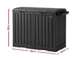 Gardeon Outdoor Trash Cans Dual Compartment Trash Can 220L Black OTC-220L-BK