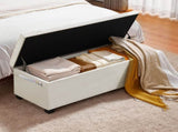 Storage Ottoman Bench, Button-Tufted End of Bed Bench with Side Bags, Flip-up Upholstered Storage V952-BYWSZYXTK404XZWNY001V0