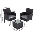 3PC Outdoor Table and Chairs Set-Black V264-OTF-520S-BLK